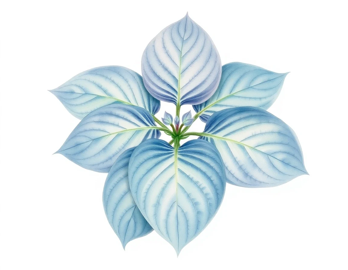 Watercolor illustration of Hosta 'Big Old Bob'