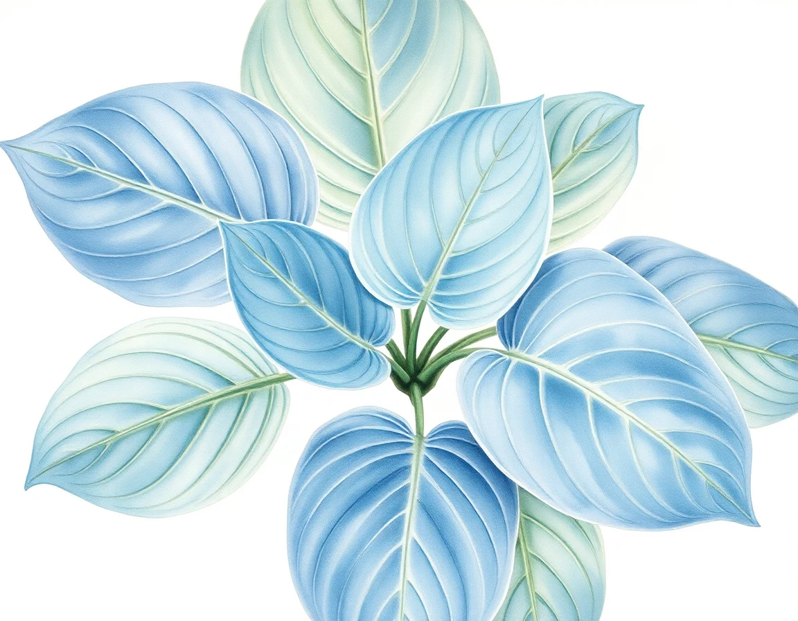 Watercolor illustration of Hosta 'Bigga Luigi'