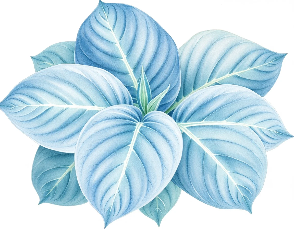 Watercolor illustration of Hosta 'Biggie's Breeder'
