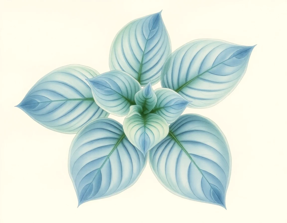 Watercolor illustration of Hosta 'Bill Dress's Blue'