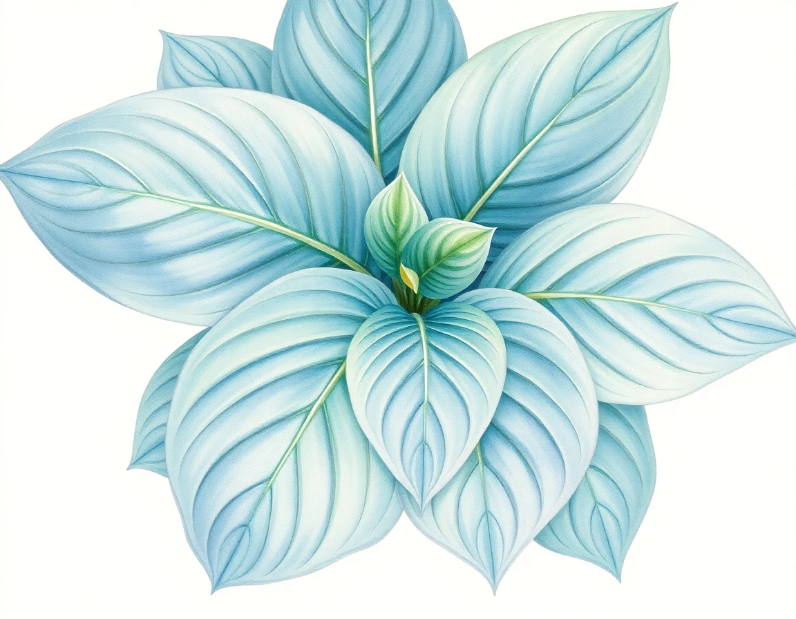Watercolor illustration of Hosta 'Billy Bob Angel'