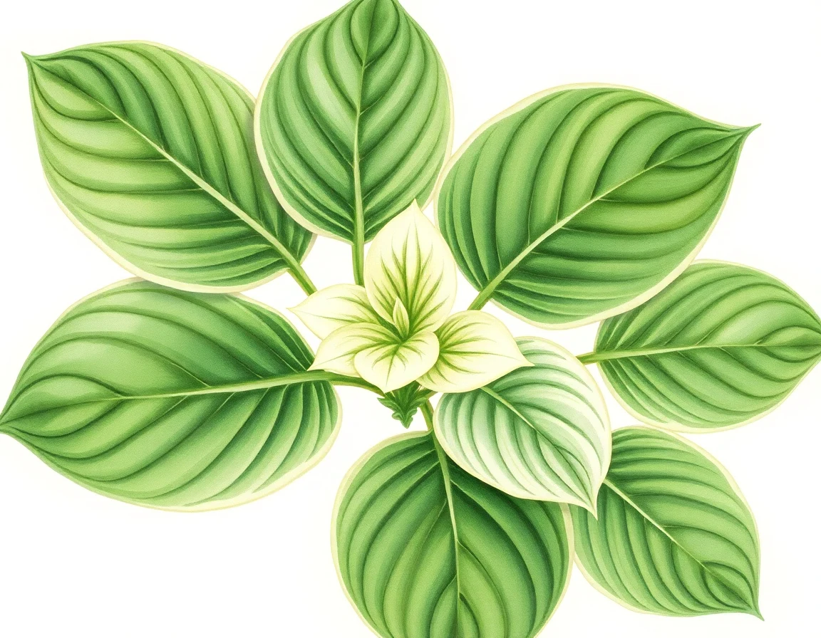 Watercolor illustration of Hosta 'Bingo'