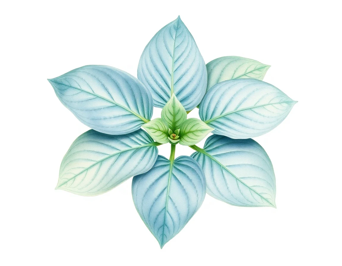 Watercolor illustration of Hosta 'Bippity Boppity Blue'