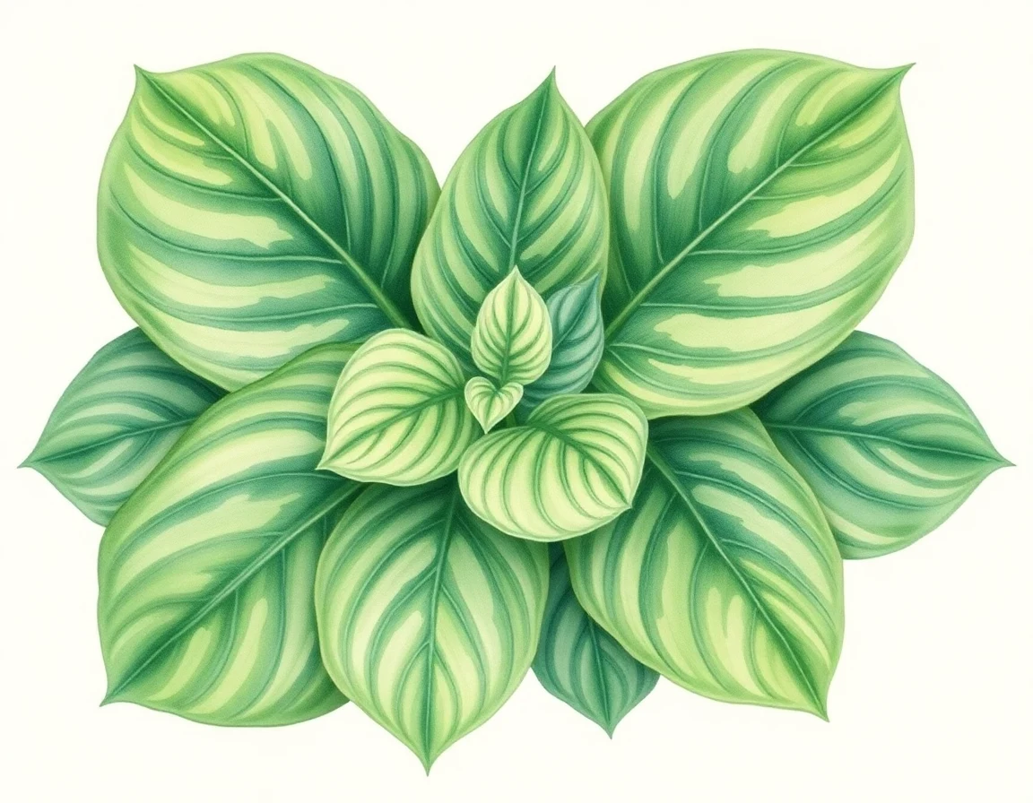 Watercolor illustration of Hosta 'Birchwood Elegance'