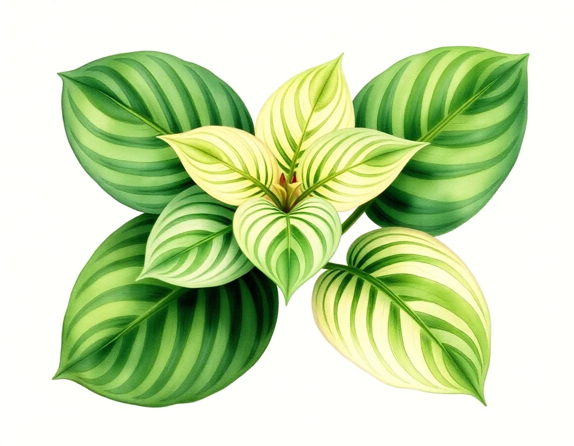 Watercolor illustration of Hosta 'Birchwood Gem'