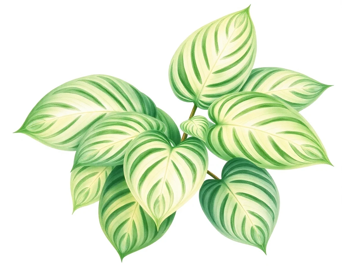 Watercolor illustration of Hosta 'Birchwood Green'