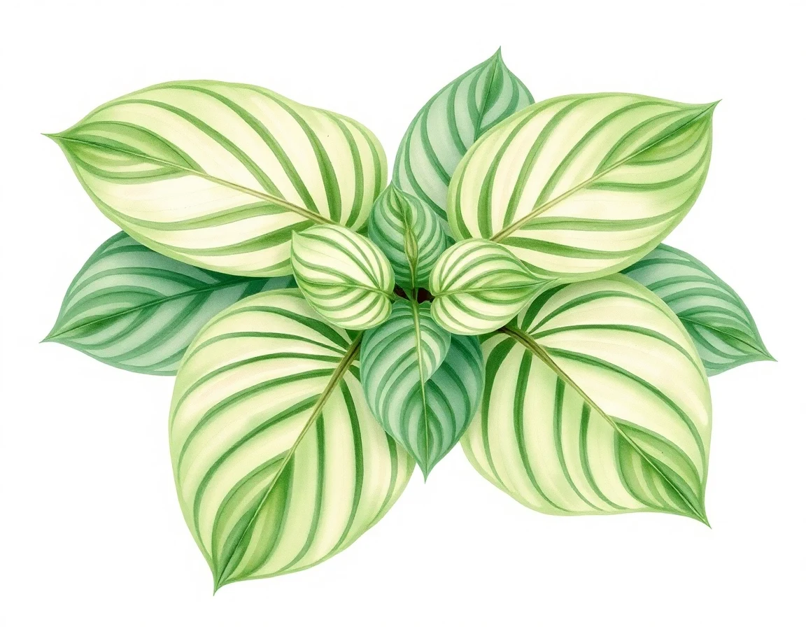 Watercolor illustration of Hosta 'Birchwood Ruffled Queen'