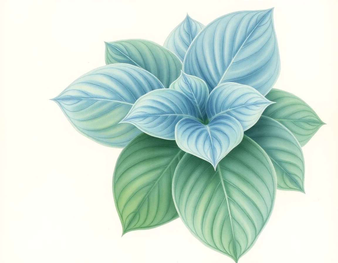 Watercolor illustration of Hosta 'Birdbeak'
