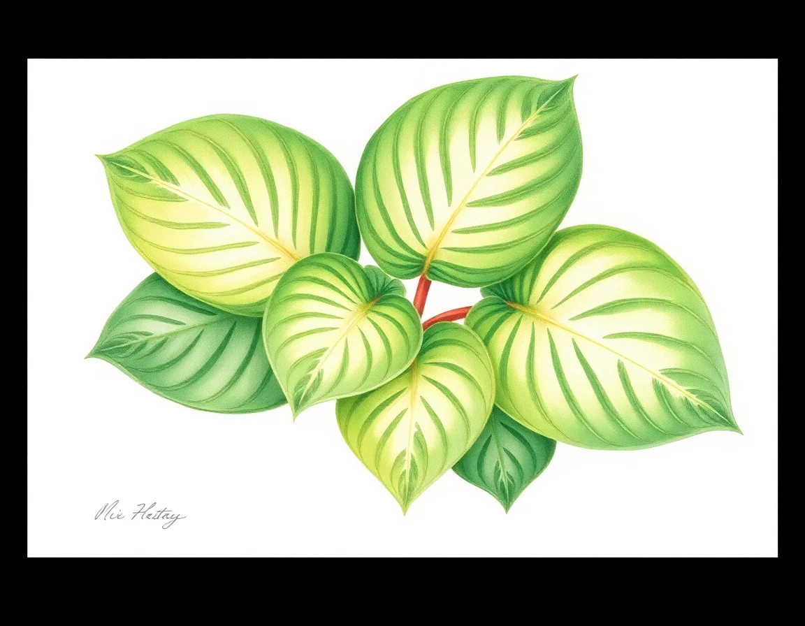 Watercolor illustration of Hosta 'Bitsy Green'