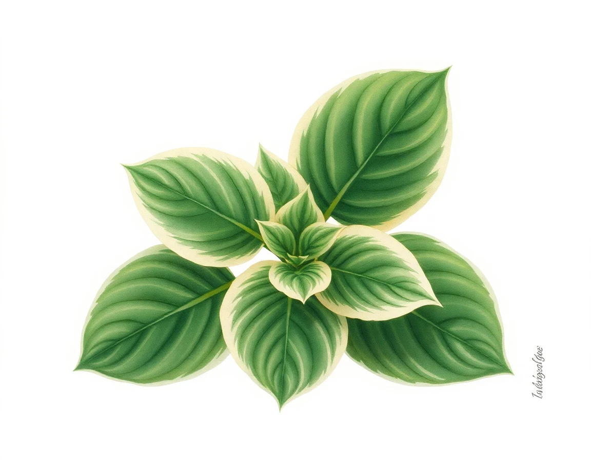 Watercolor illustration of Hosta 'Bizarre'