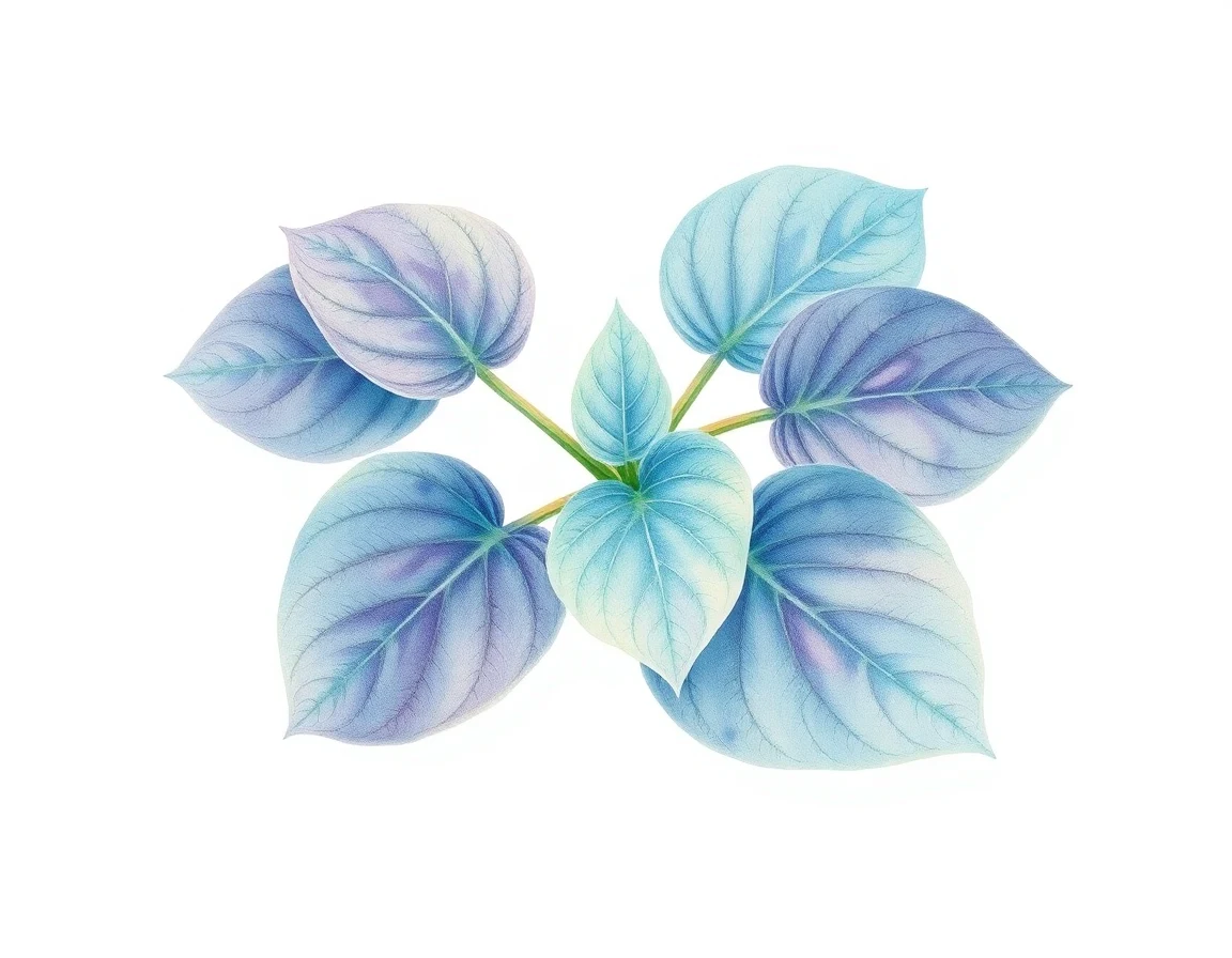 Watercolor illustration of Hosta 'Black and Blue'