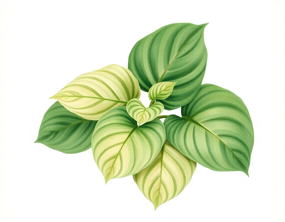 Watercolor illustration of Hosta 'Blackjack'