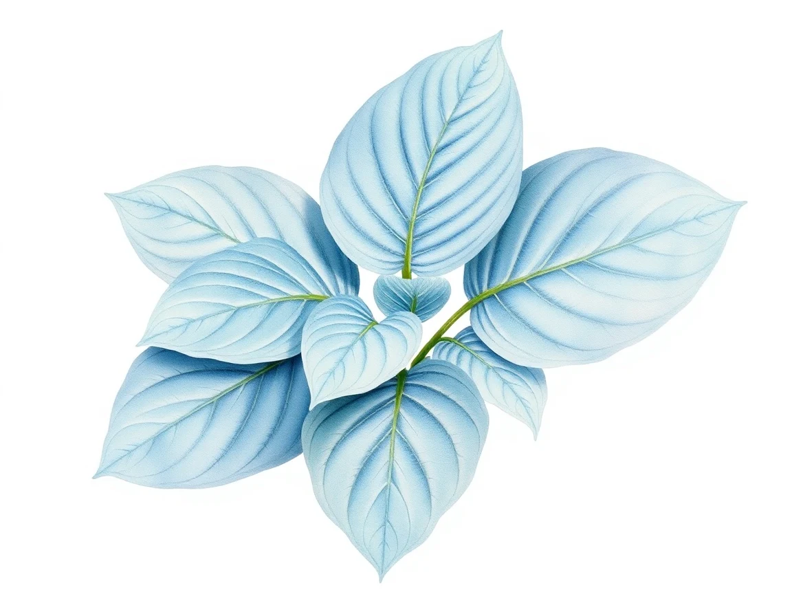 Watercolor illustration of Hosta 'Blaue Ruh'