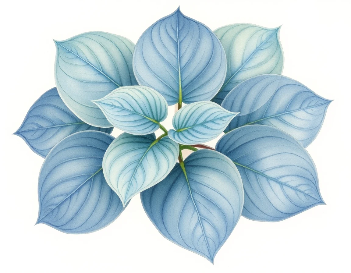 Watercolor illustration of Hosta 'Blaue Venus'