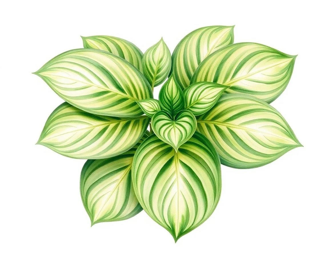 Watercolor illustration of Hosta 'Blaumeise'