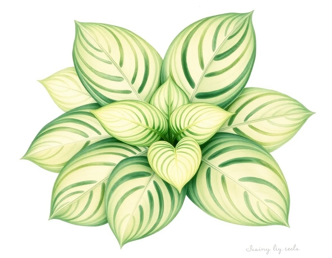 Watercolor illustration of Hosta 'Bloody Mary'