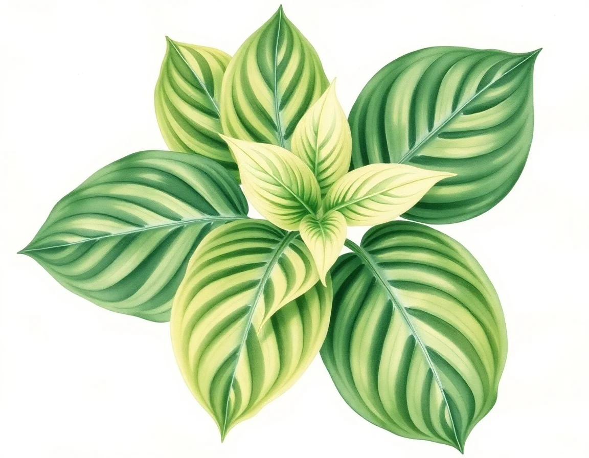 Watercolor illustration of Hosta 'Blooming Fool'