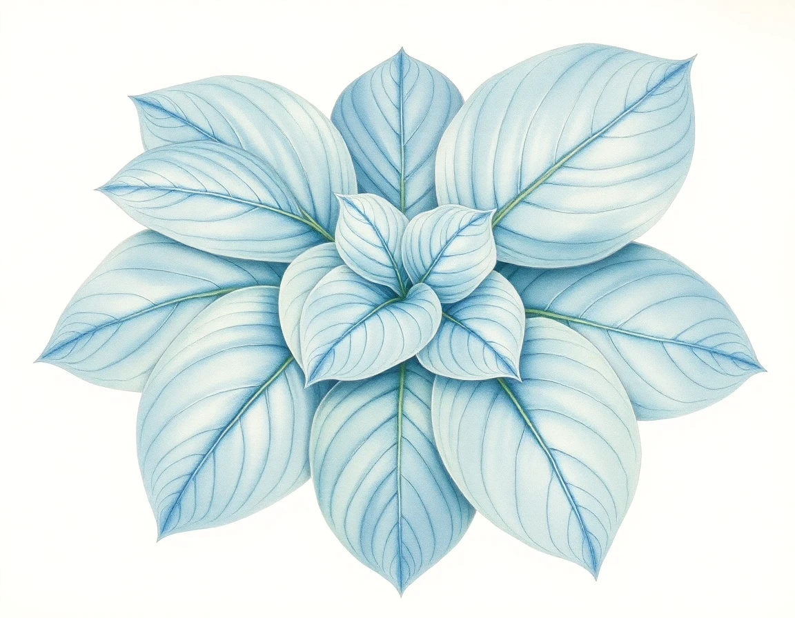 Watercolor illustration of Hosta 'Blu Dort'