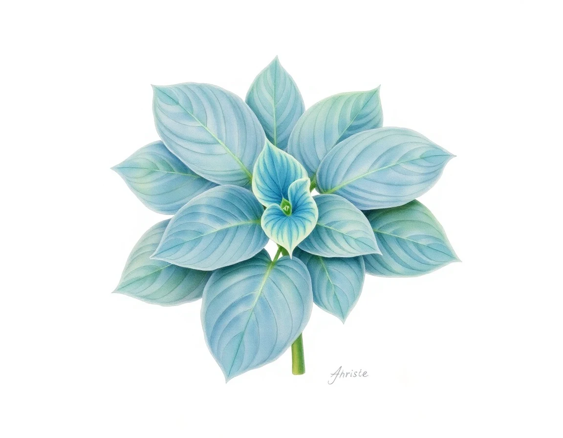 Watercolor illustration of Hosta 'Blue Baron'