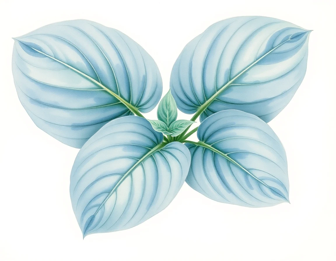 Watercolor illustration of Hosta 'Blue Bayou'
