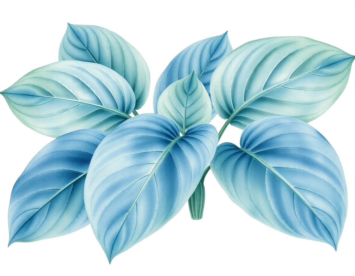 Watercolor illustration of Hosta 'Blue Beauty'