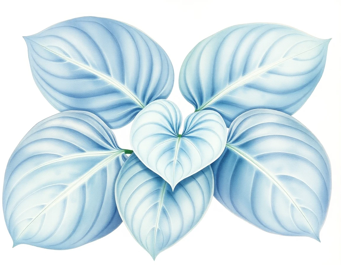 Watercolor illustration of Hosta 'Blue Belly'