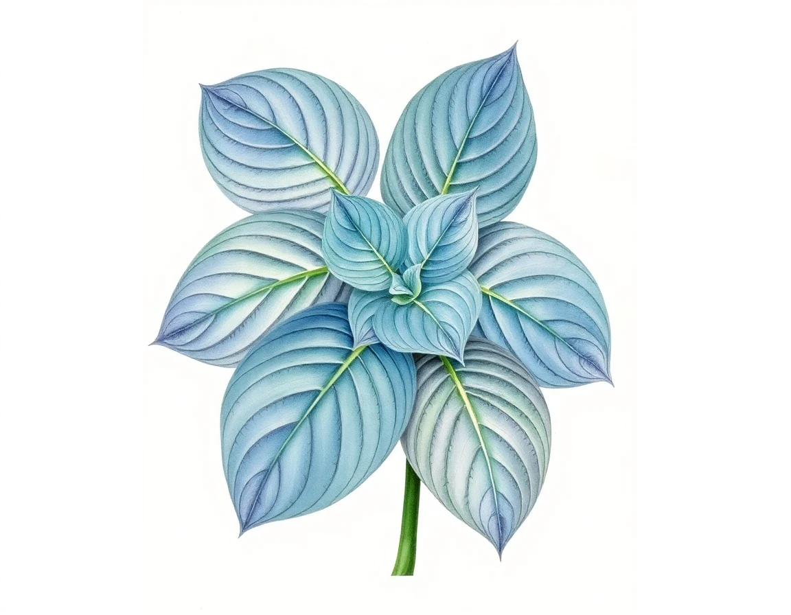 Watercolor illustration of Hosta 'Blue Betty Lou'