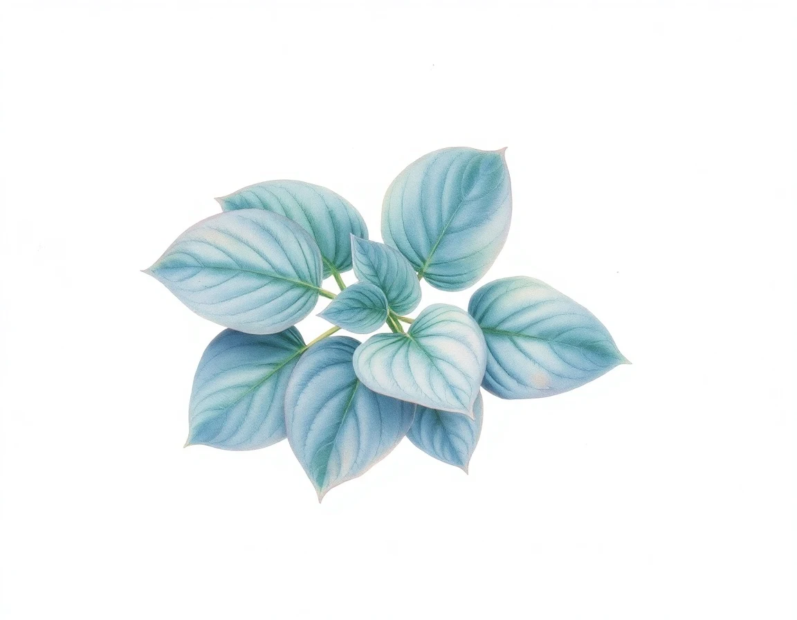 Watercolor illustration of Hosta 'Blue Blush'