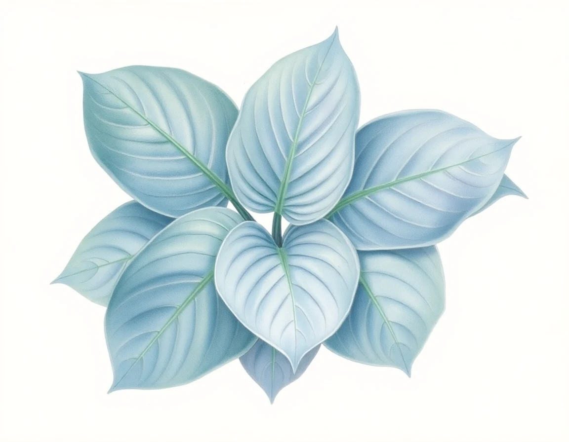 Watercolor illustration of Hosta 'Blue Buns'