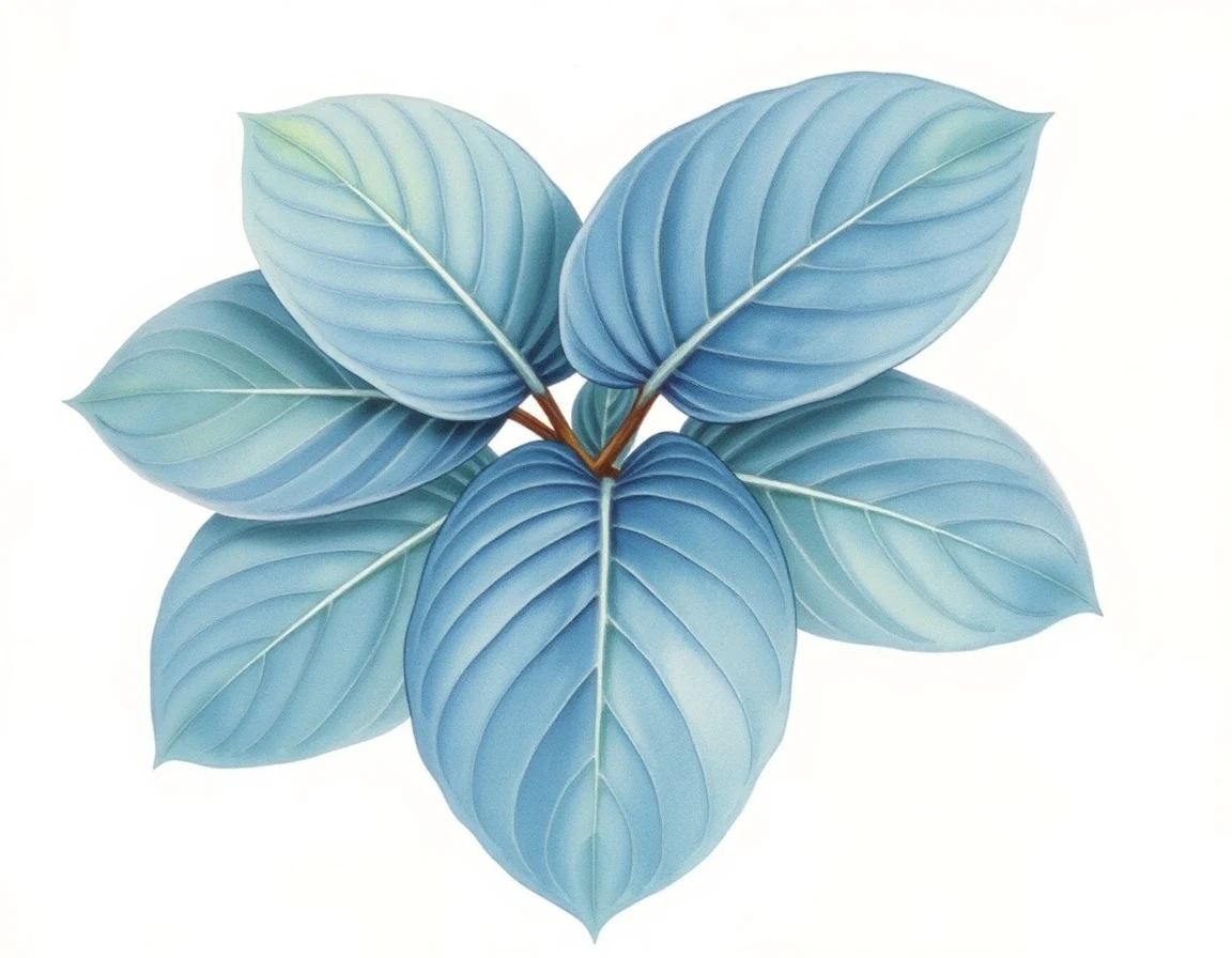 Watercolor illustration of Hosta 'Blue Cascade'