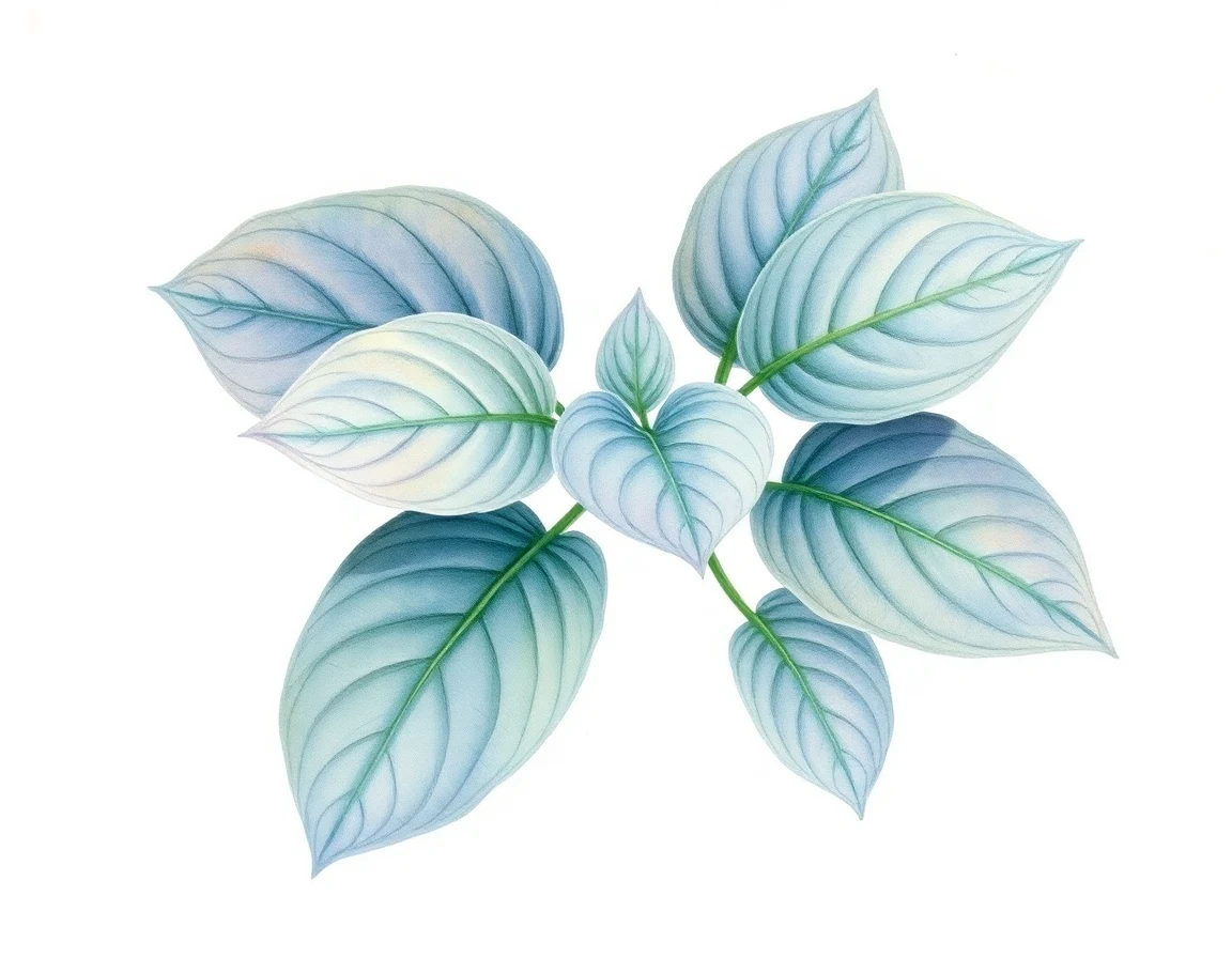 Watercolor illustration of Hosta 'Blue Chip'