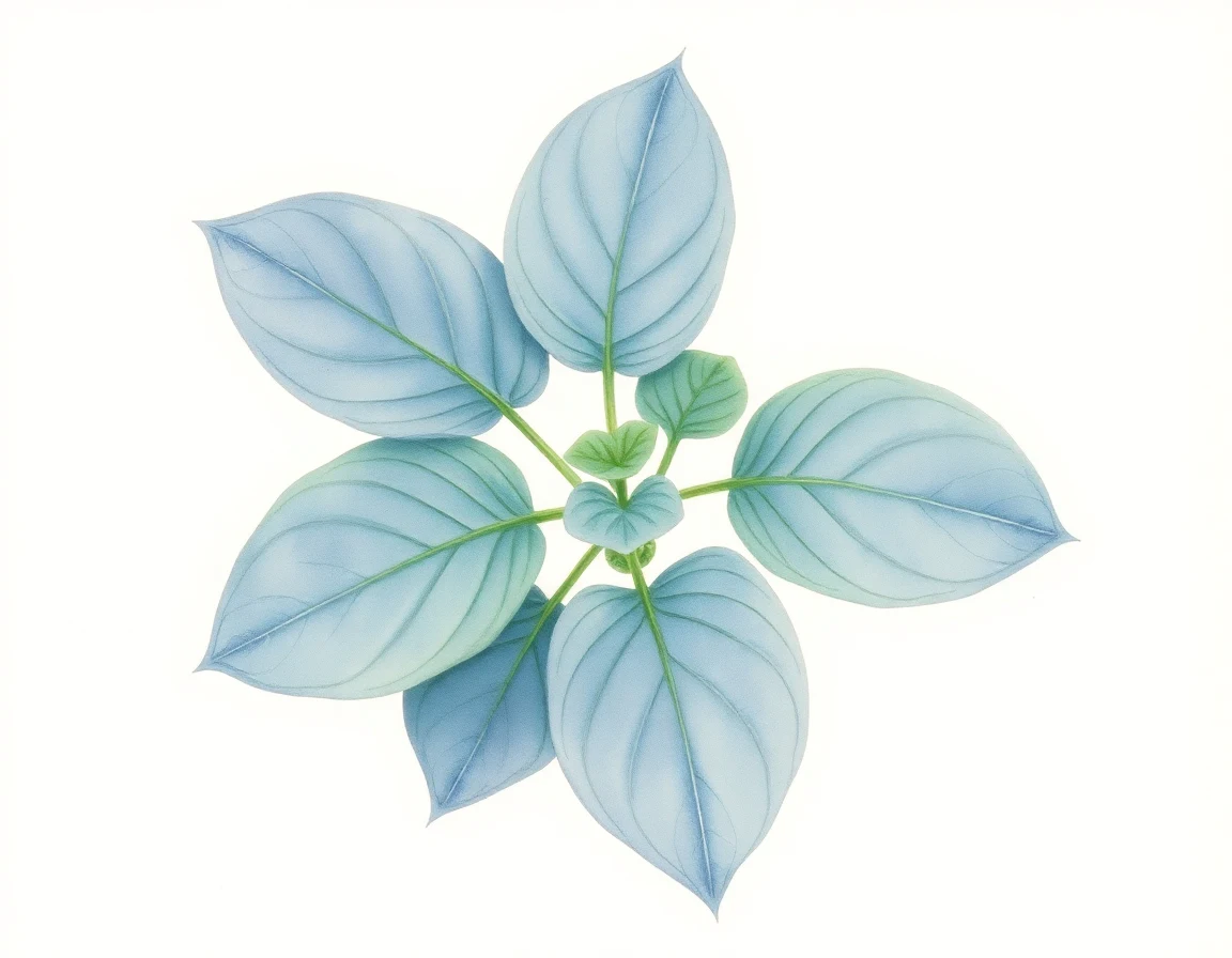Watercolor illustration of Hosta 'Blue Clown'
