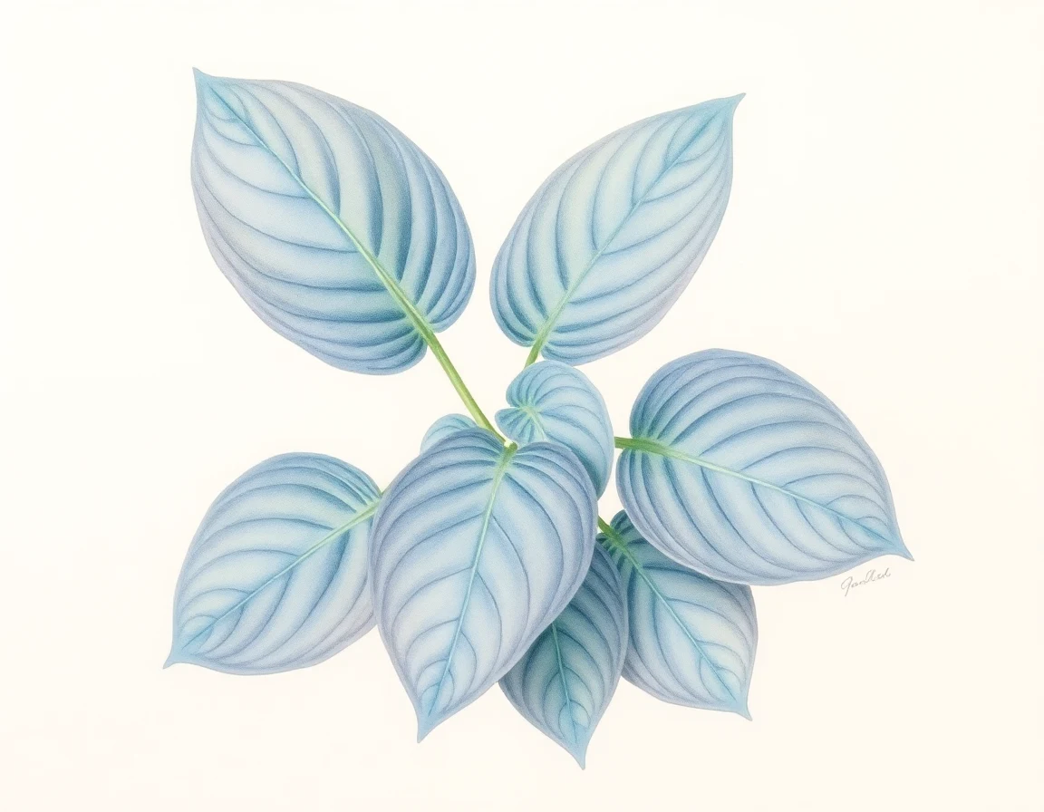 Watercolor illustration of Hosta 'Blue Danube'