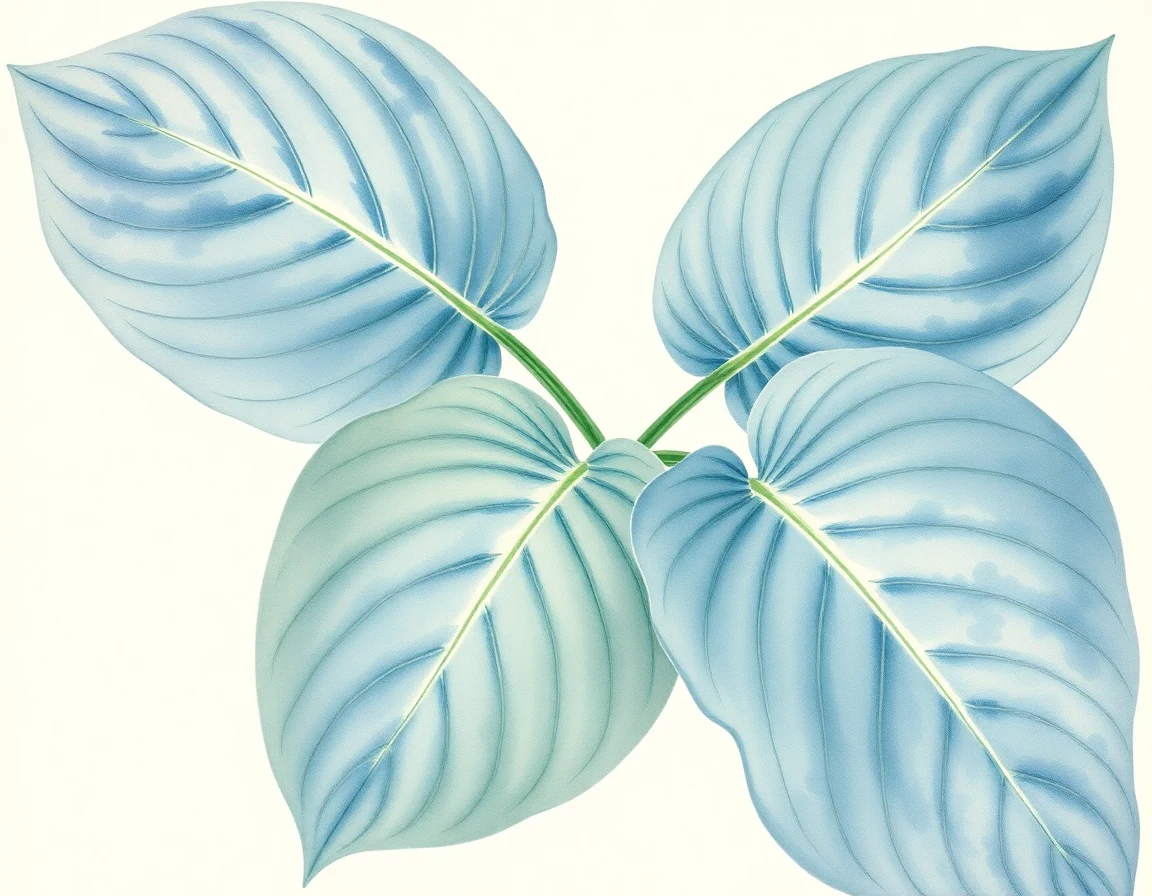 Watercolor illustration of Hosta 'Blue Delight'