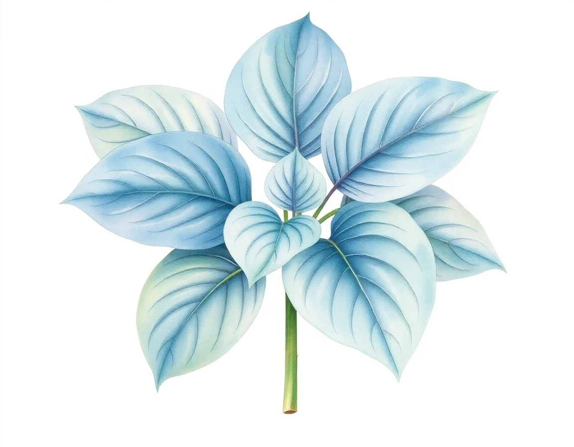 Watercolor illustration of Hosta 'Blue Diamond'