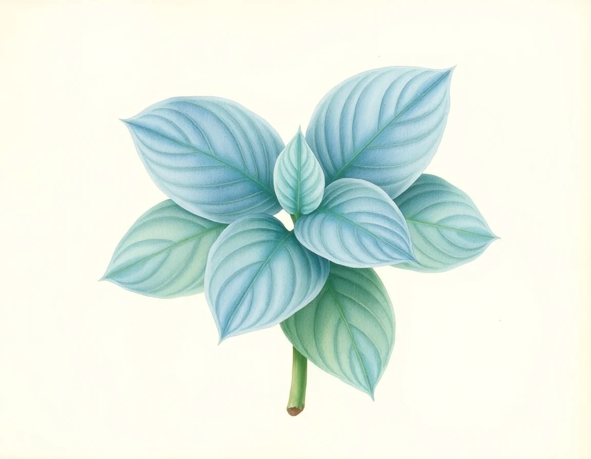 Watercolor illustration of Hosta 'Blue Dimples'