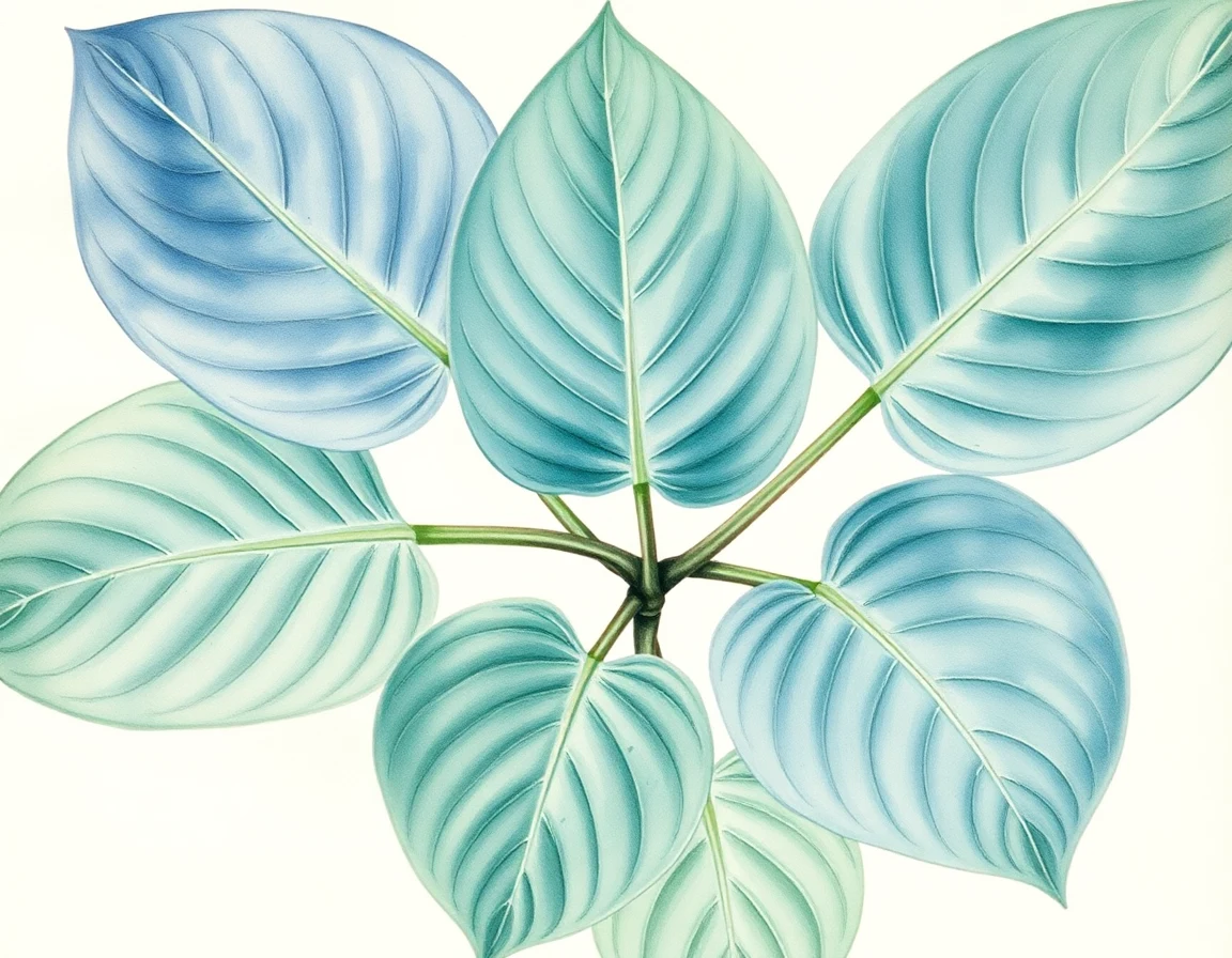 Watercolor illustration of Hosta 'Blue Dome'