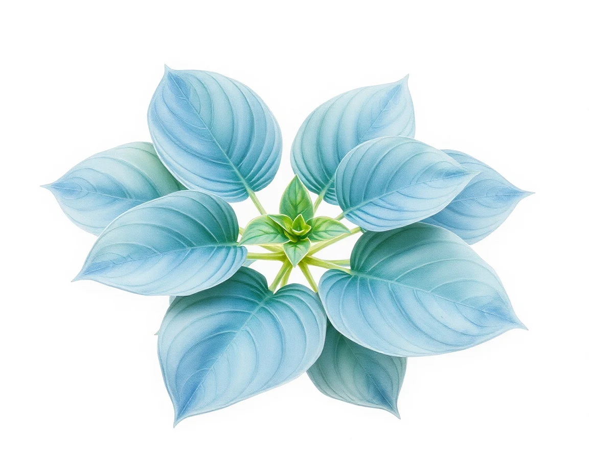 Watercolor illustration of Hosta 'Blue Eyes'