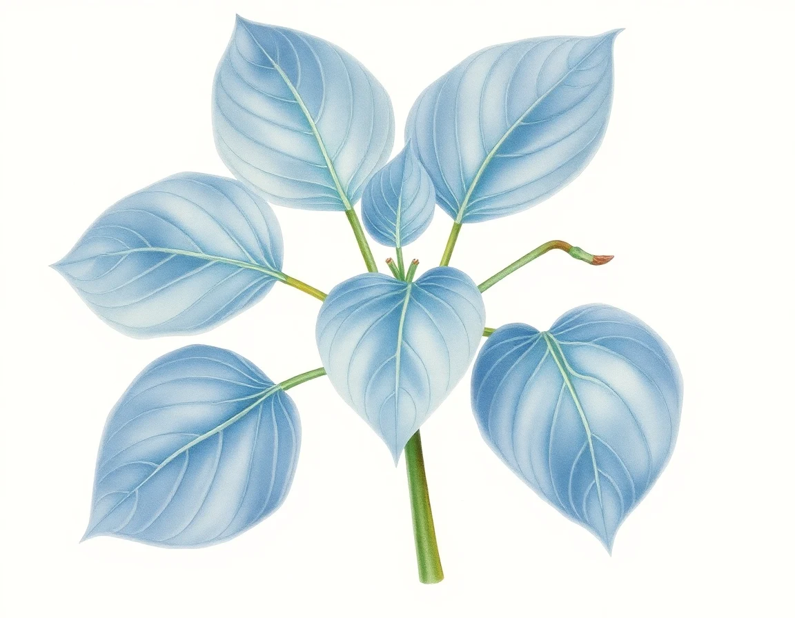 Watercolor illustration of Hosta 'Blue Flame'