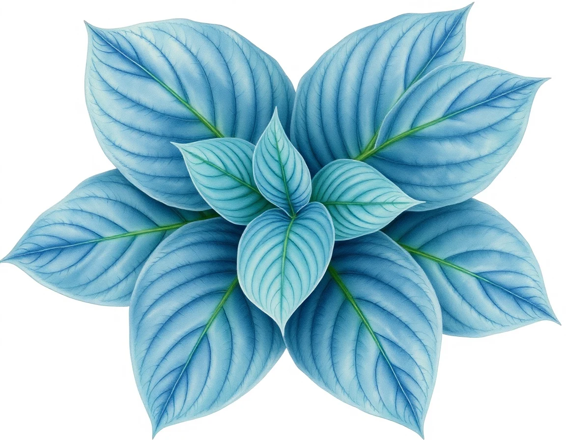 Watercolor illustration of Hosta 'Blue Frost'