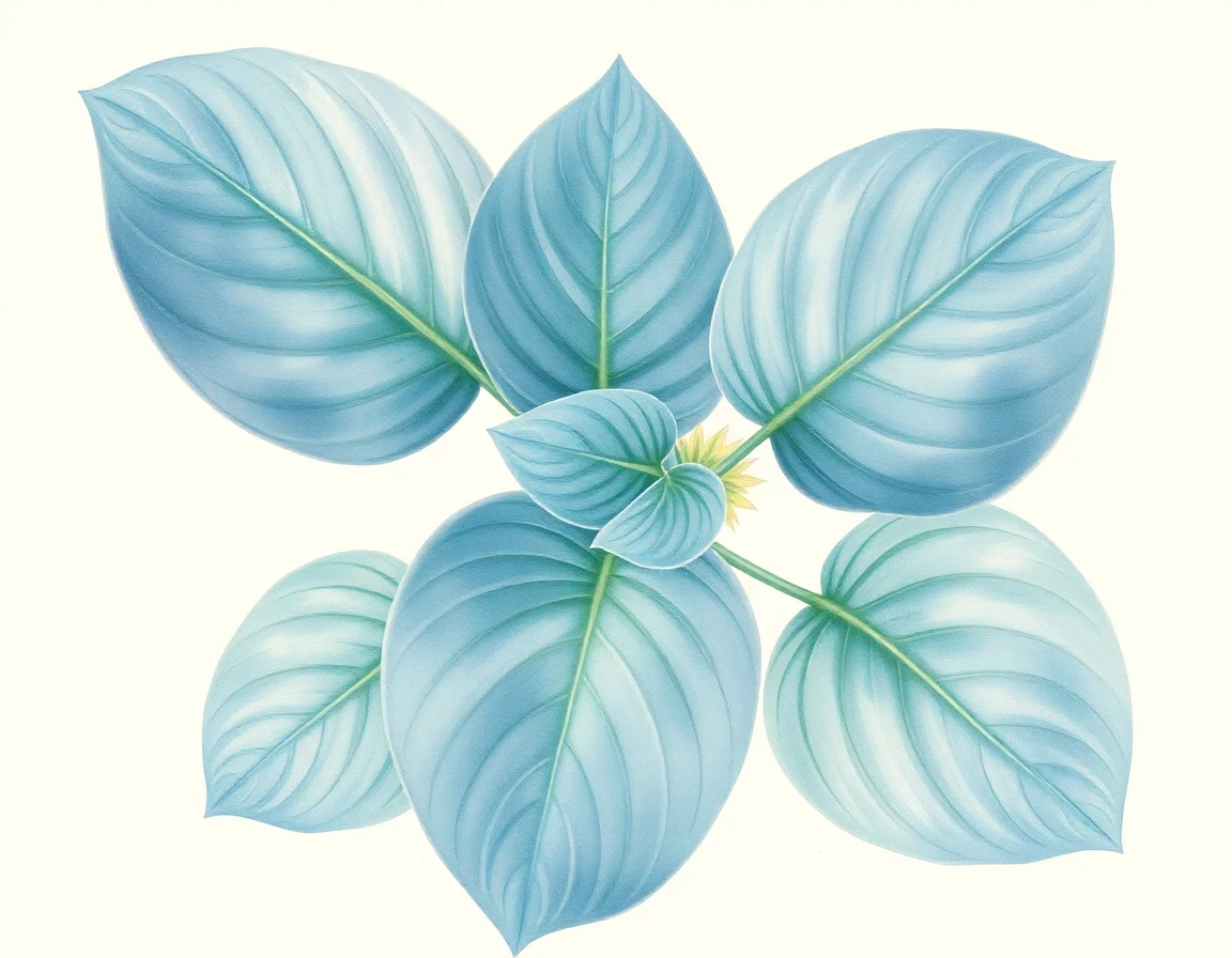 Watercolor illustration of Hosta 'Blue Genes'