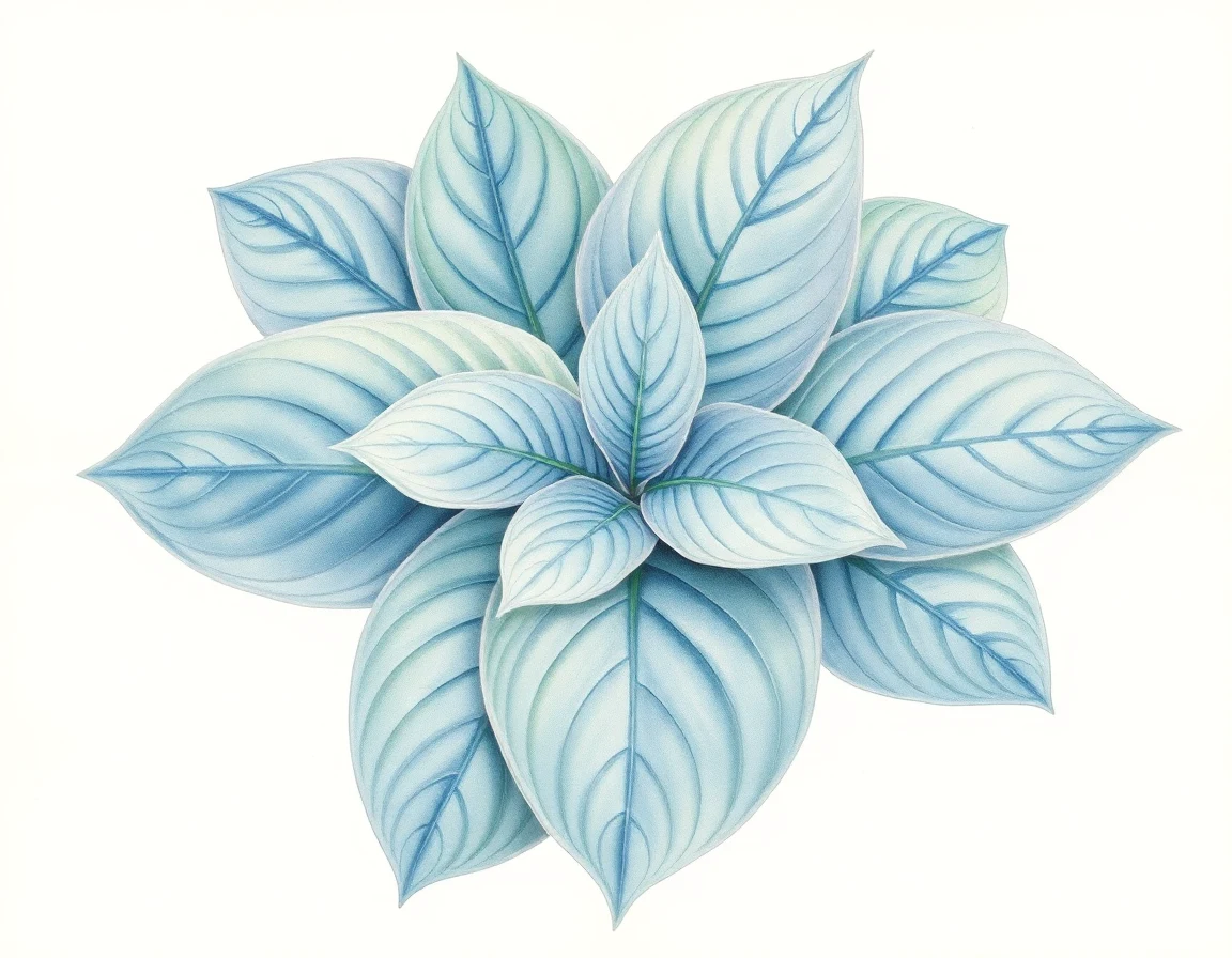 Watercolor illustration of Hosta 'Blue Hawaii'