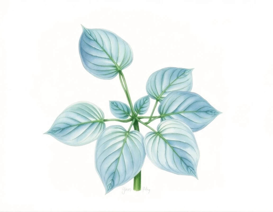 Watercolor illustration of Hosta 'Blue Heaven'