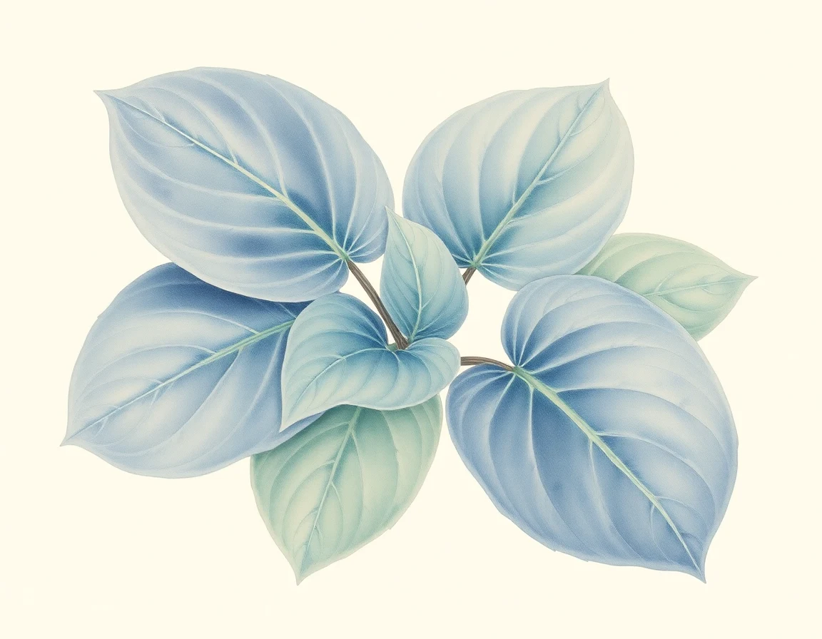 Watercolor illustration of Hosta 'Blue Hour'