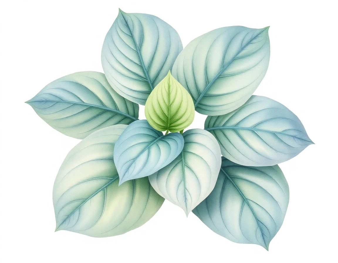 Watercolor illustration of Hosta 'Blue Jay'
