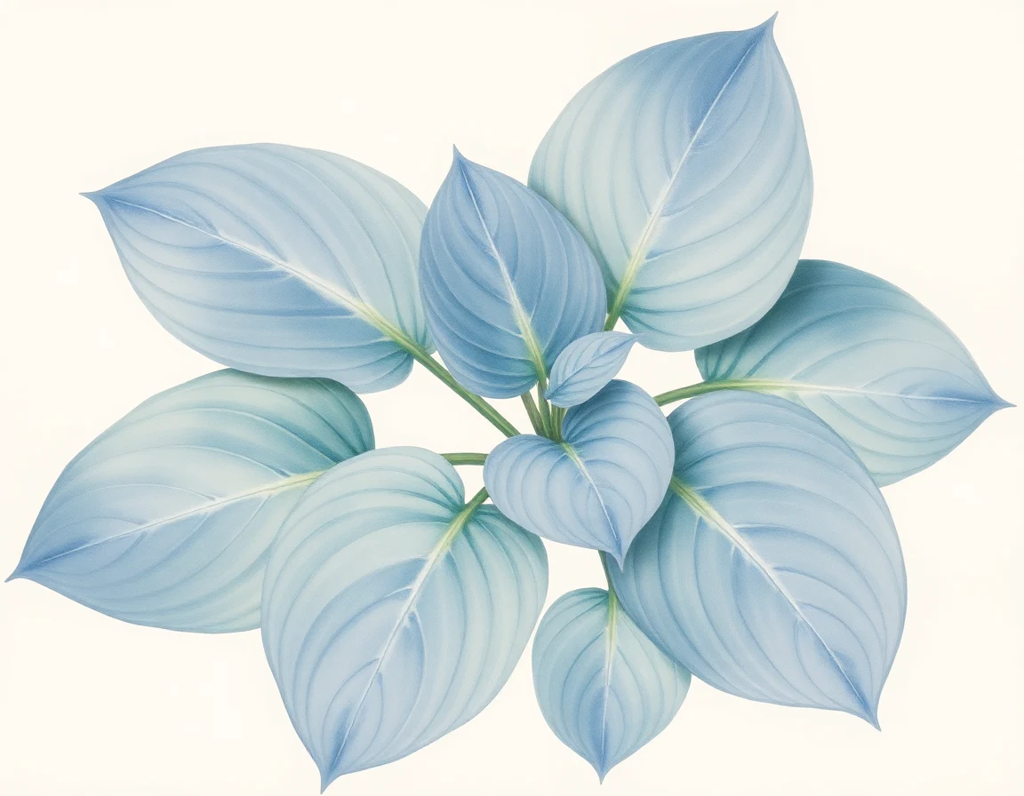 Watercolor illustration of Hosta 'Blue Jewel'