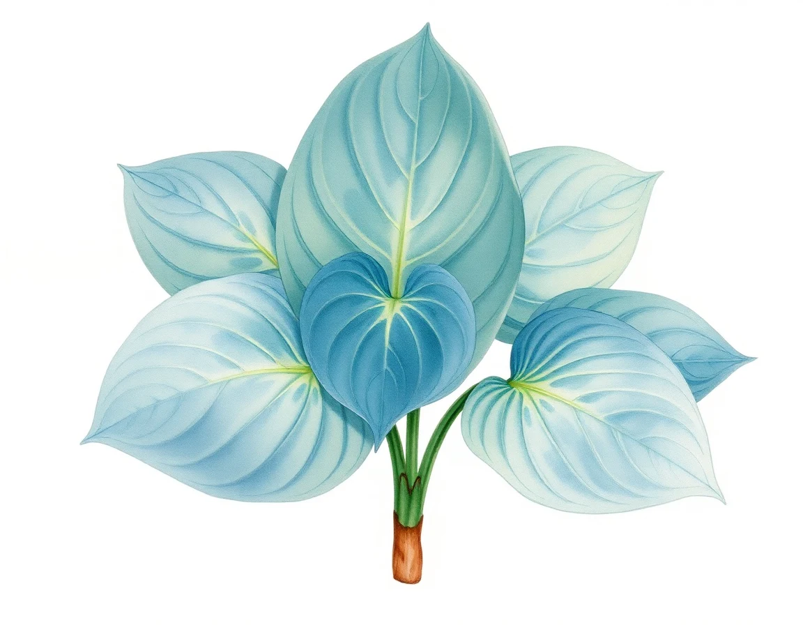 Watercolor illustration of Hosta 'Blue Lagoon'