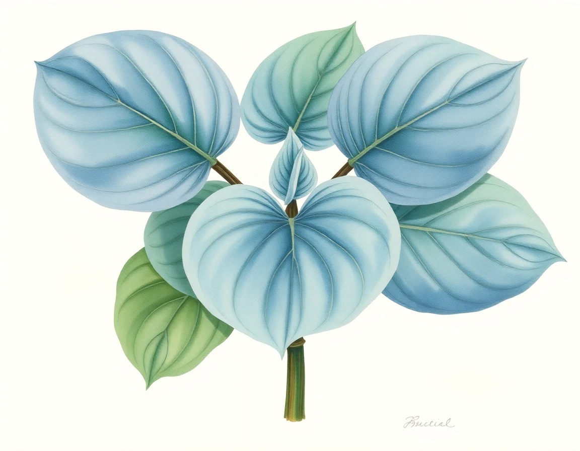 Watercolor illustration of Hosta 'Blue Lightning'
