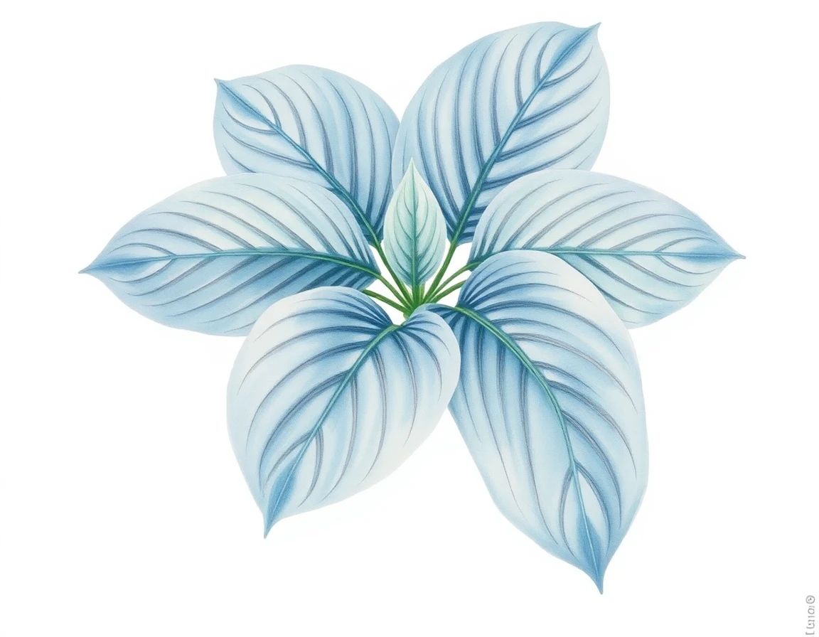 Watercolor illustration of Hosta 'Blue Max'