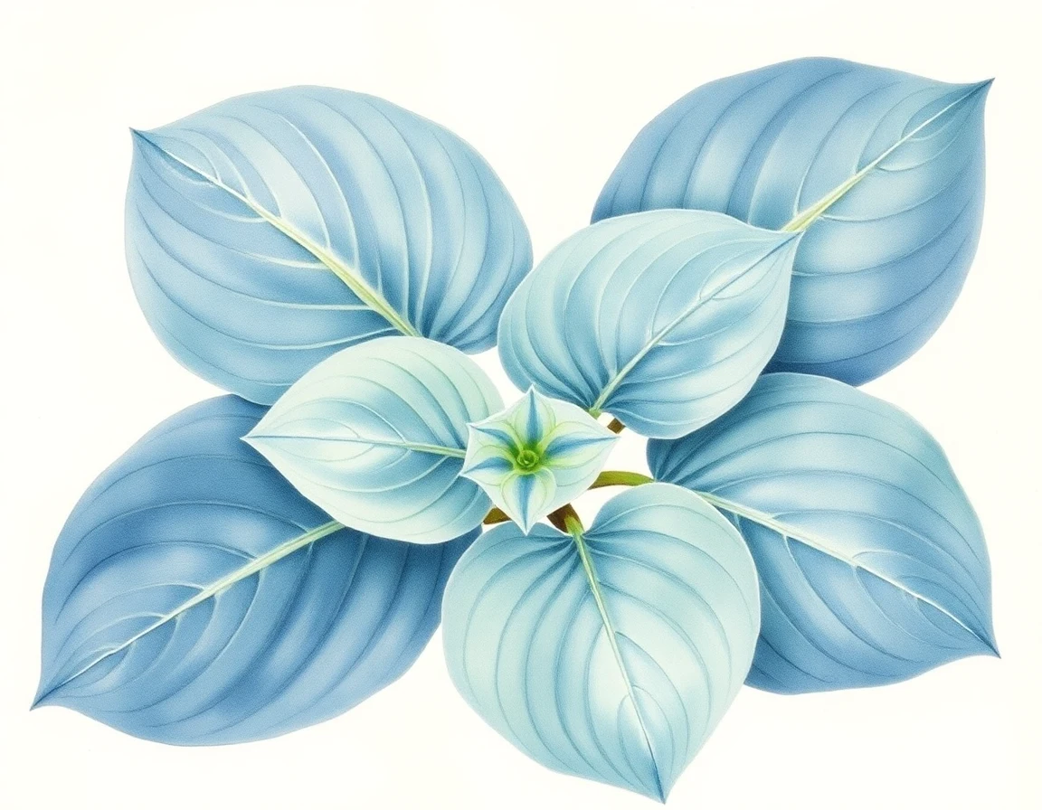 Watercolor illustration of Hosta 'Blue Mist'